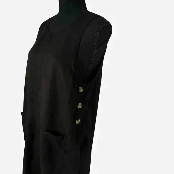 AKS oversize small Vintage 90s lagenlook black sleeveless dress  minimalist - Picture 3 of 6